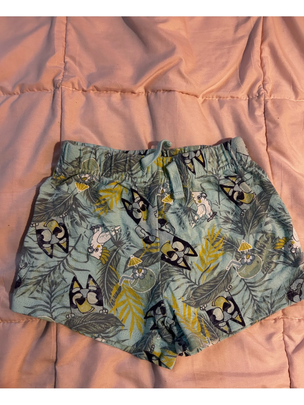 Lulu's Light Aqua Tropical Parrot Print Athletic Shorts